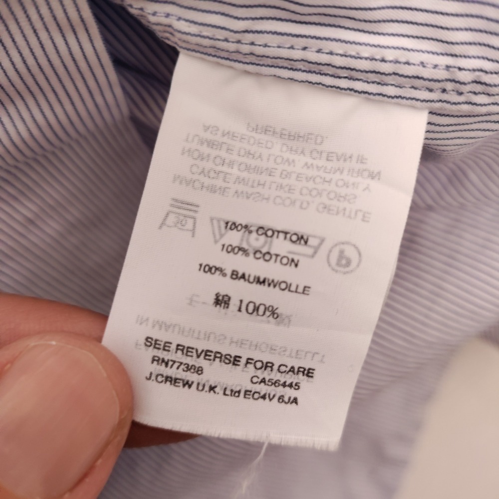 J Crew Ludlow Mens XS Blue Stripe Dress Shirt 120s 2 Ply Cotton Button Down - Picture 10 of 14